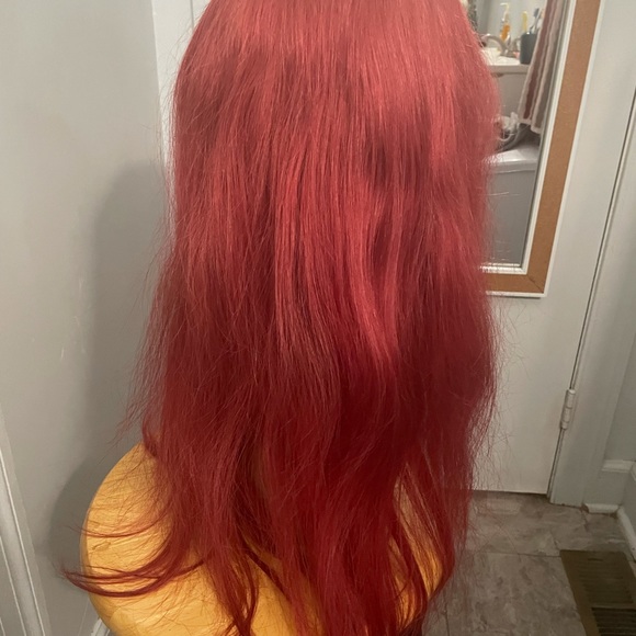 Red human hair wig - Picture 2 of 6